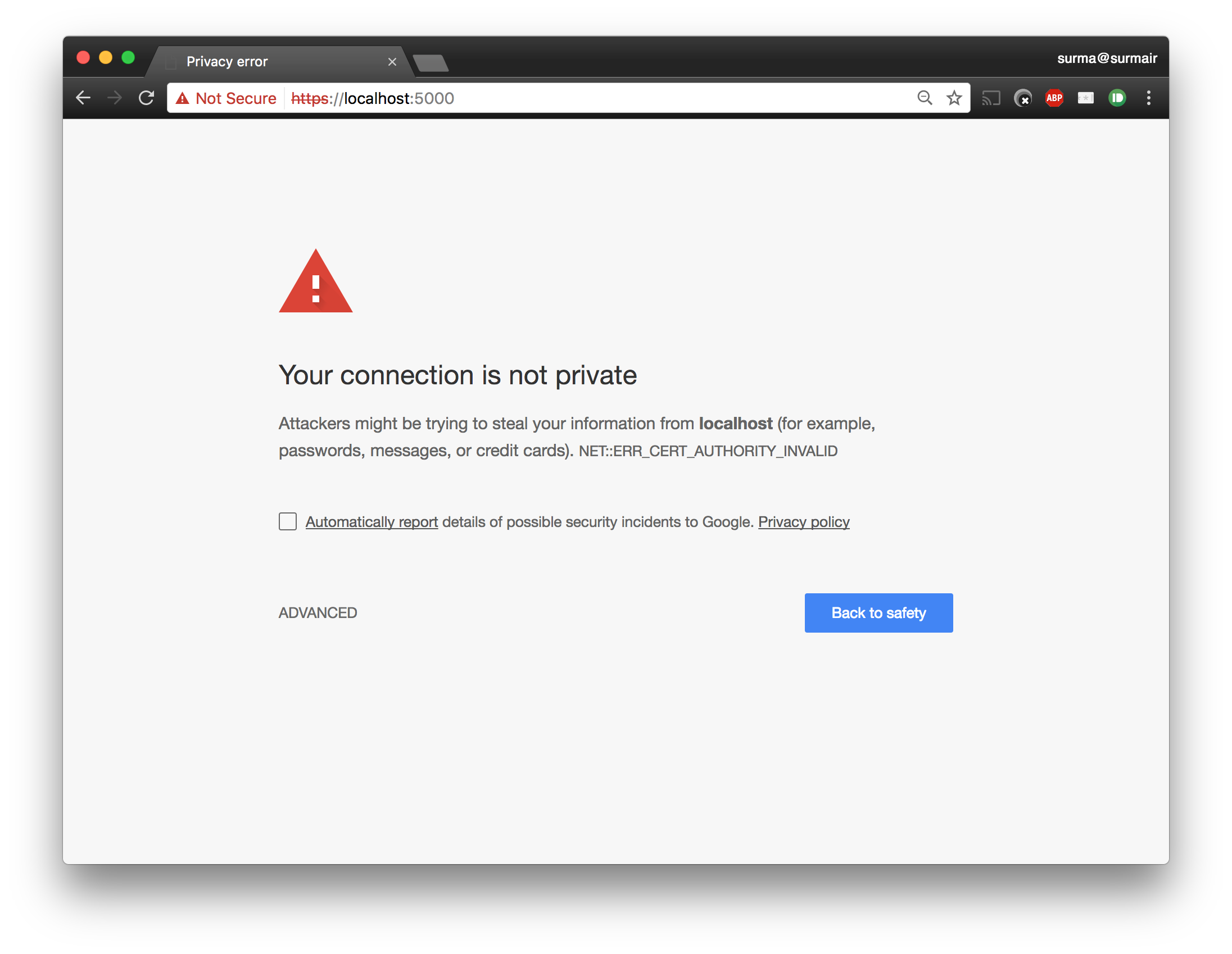 ampps localhost chrome